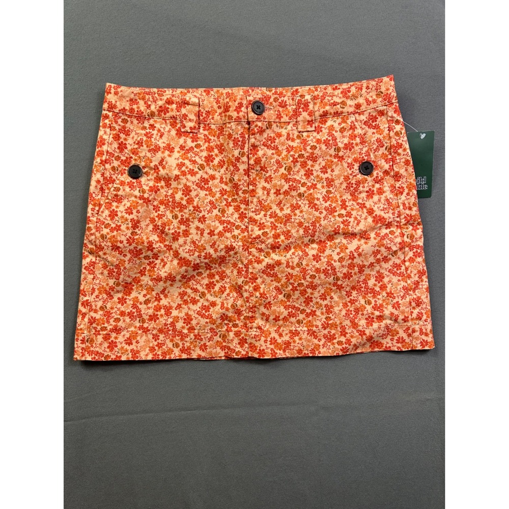 Wild Fable Orange Floral Mini Skirt Size 10 Rust Ditsy Print Button Front‎ NWT